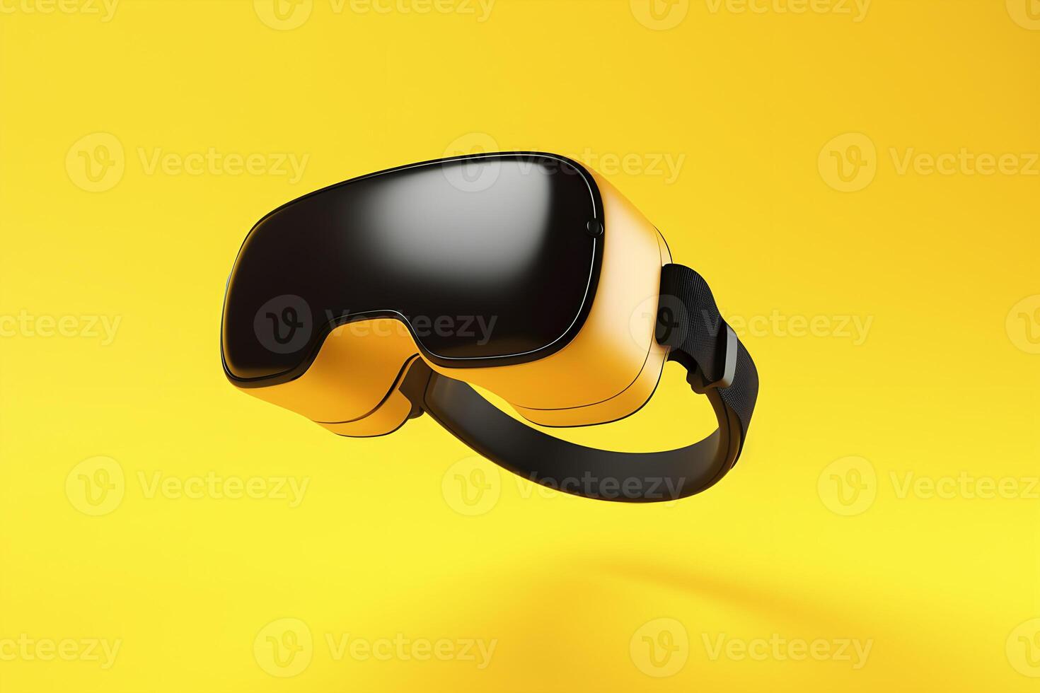 AI generated Yellow VR Glasses Flying Through the Air. AI generated photo