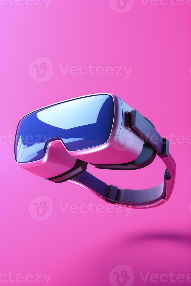 AI generated Modern Virtual Reality Glasses on a Vibrant Pink Background. AI generated photo