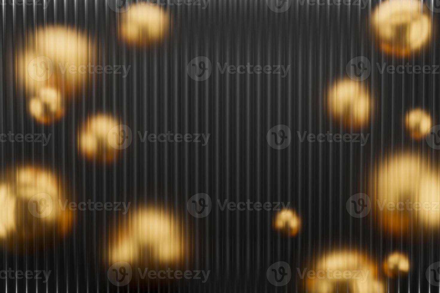 Shiny Gold Balls on Black Background behing Fluted glass. 3d rendering photo