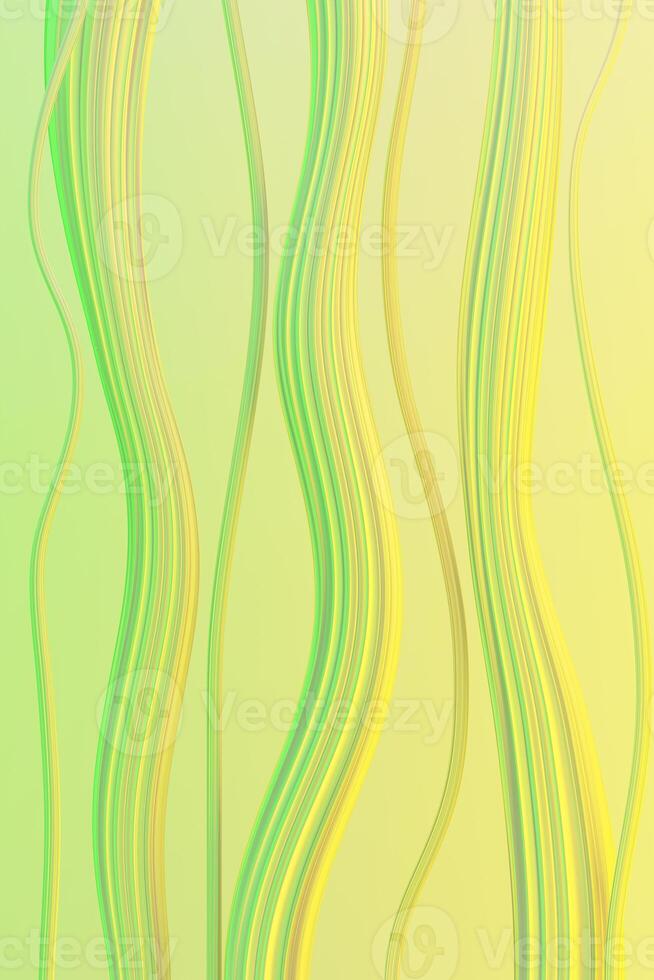 Green and Yellow Background With Wavy Lines. 3d rendering photo