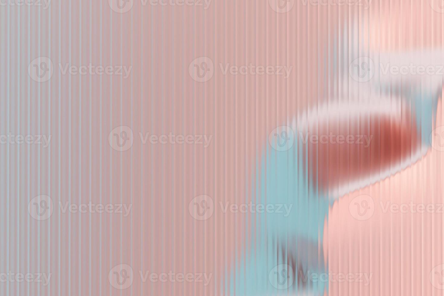 Glossy Shapes behind Fluted Glass pastel blue and Pink Background. 3d rendering photo