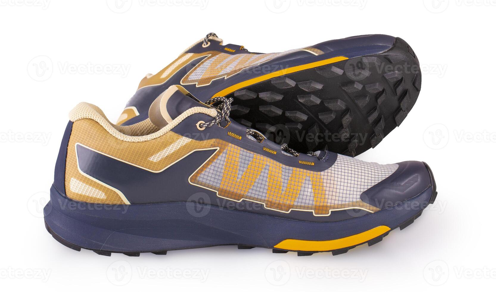 Outdoors shoes for man for different activities, trail running, free running, fast climbing, hiking, studio shoot on white background photo