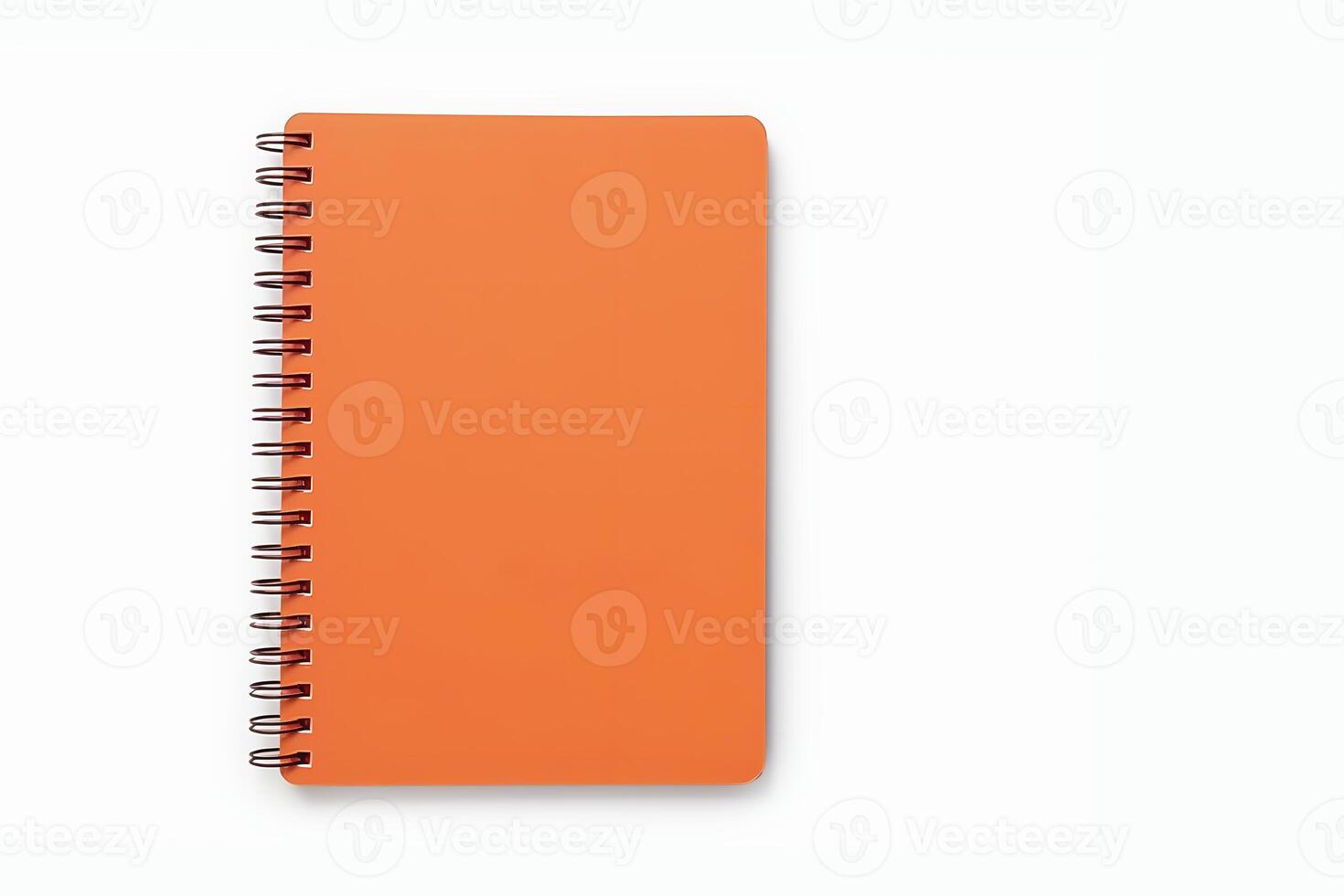 AI generated Orange Spiral Notebook on White Background. Generative AI photo