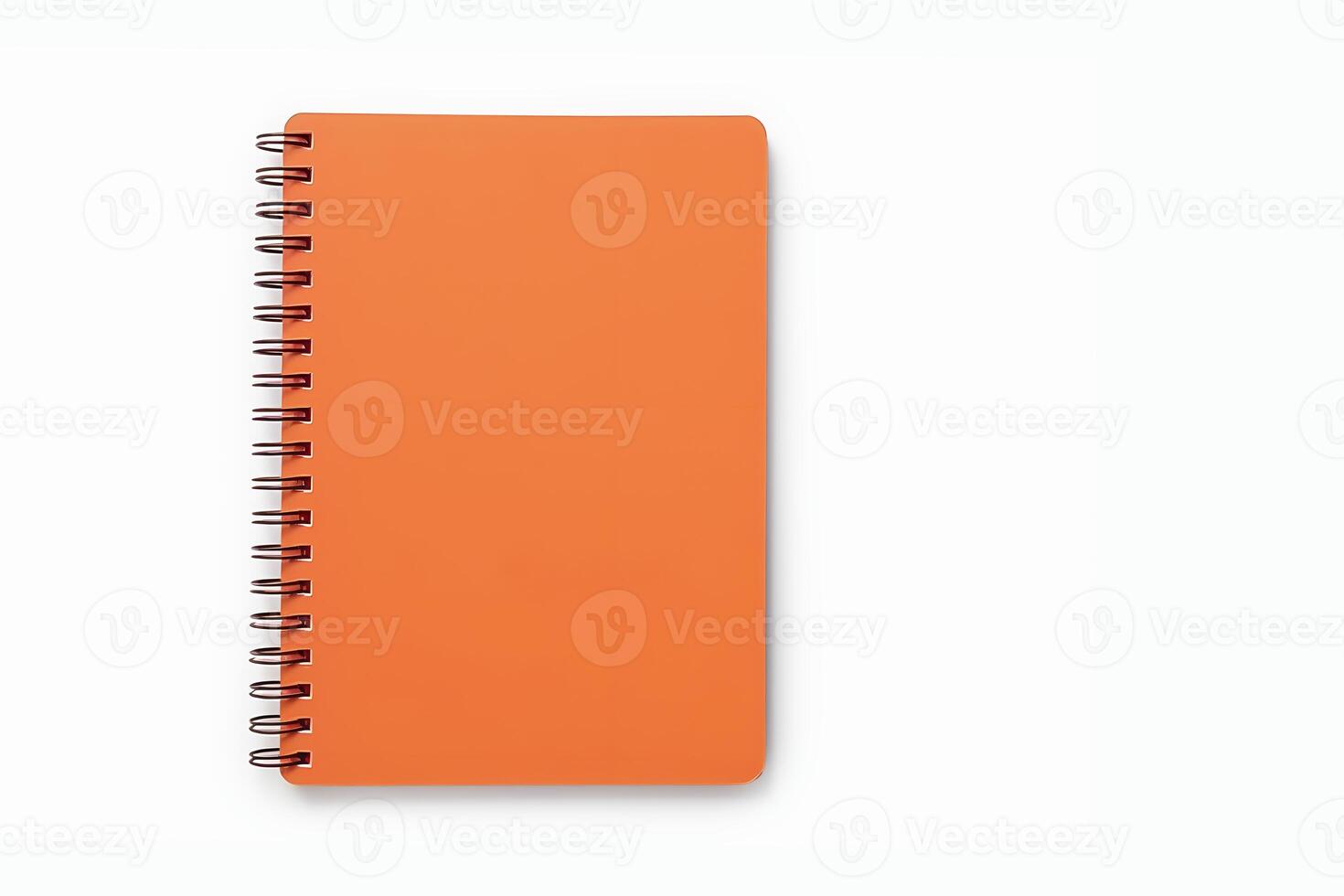 ai generado naranja espiral cuaderno en blanco antecedentes. generativo ai foto