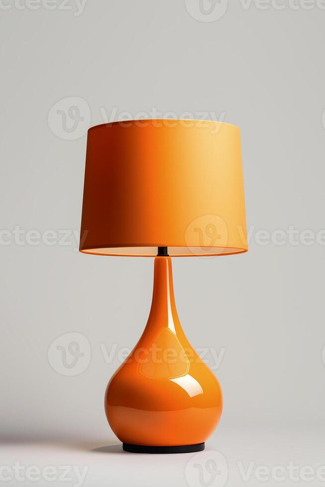 AI generated Orange Retro Lamp on Table. Generative AI photo