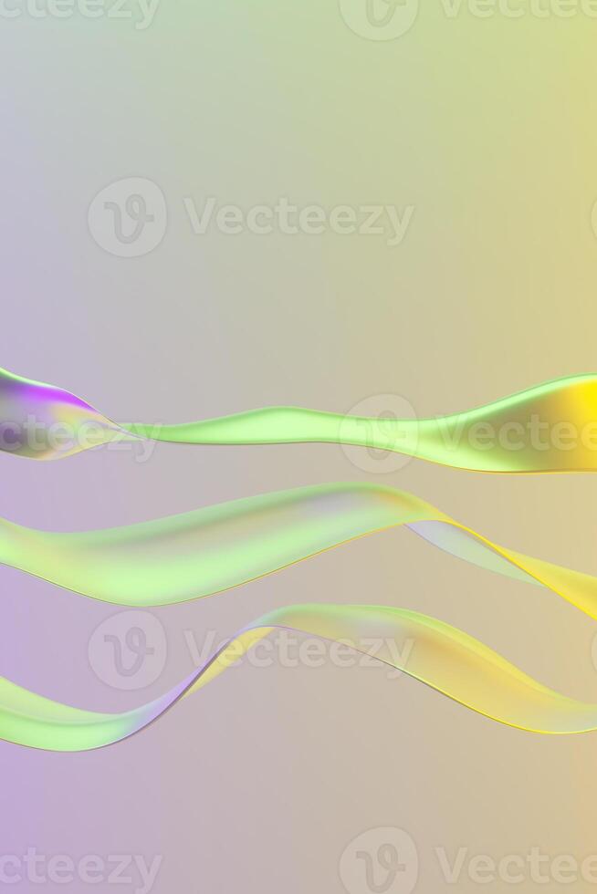 Yellow and Green Abstract Dynamic Objects with copy space. 3D rendering photo