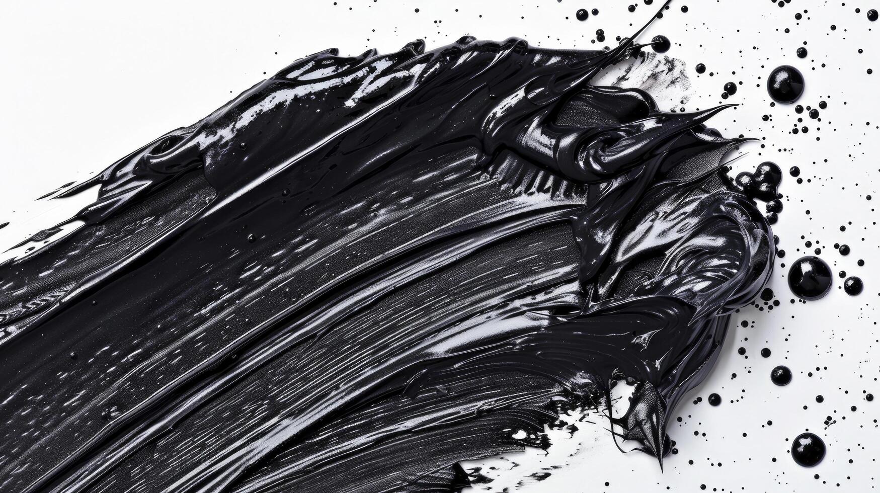 AI generated Abstract Black Ink Splash, Paint, Brush Strokes, and Stain Grunge Isolated on White Background photo