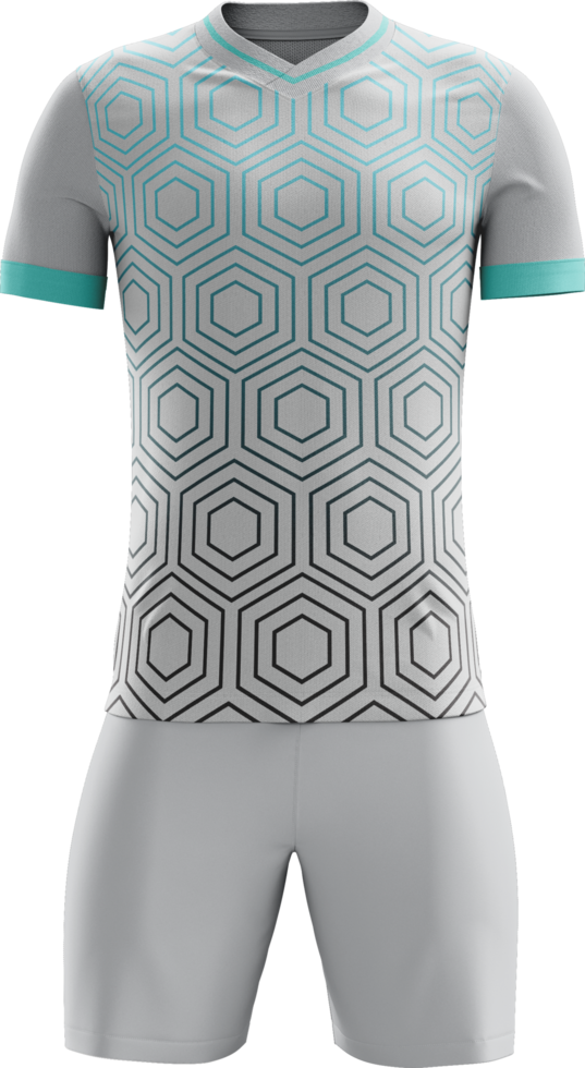 a soccer uniform with a geometric pattern front view png