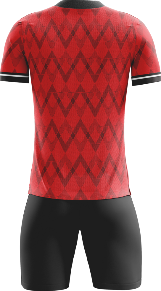 ein Fußball Jersey mit schwarz kurze Hose und rot und Weiß kariert Muster zurück Aussicht png