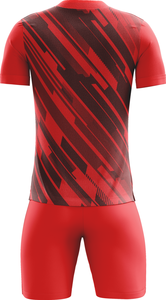 a soccer jersey with red and black stripes back view png