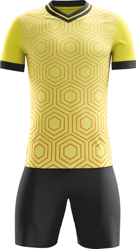 amarillo fútbol jersey con negro pantalones cortos frente ver png