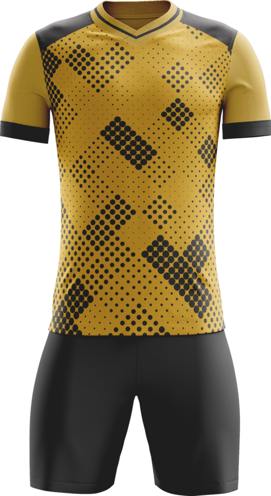 a yellow and black soccer uniform front view png
