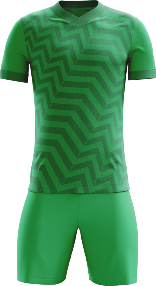 a green soccer uniform on a transparent background front view png