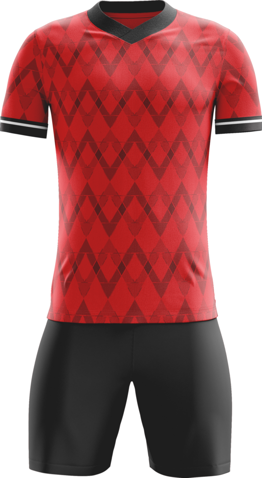 ein Fußball Uniform mit rot und schwarz kariert Muster Aussicht Vorderseite png