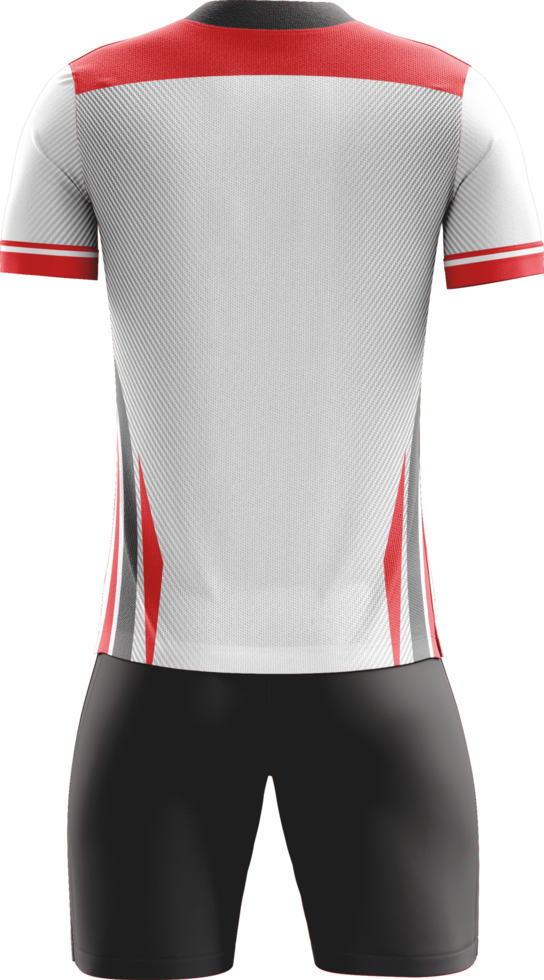 a soccer jersey with red and white stripes back view png