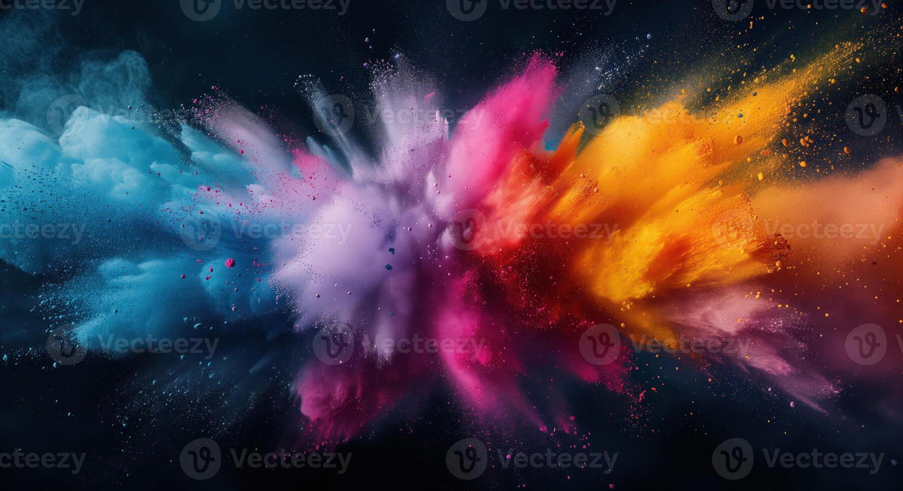 AI generated Color explosion colorful rainbow powder flight explosion photo