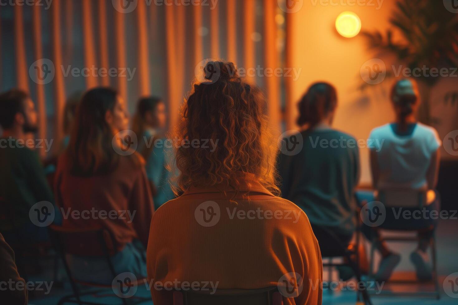 AI generated People sitting in chairs with therapists, in the style of loose gestures photo