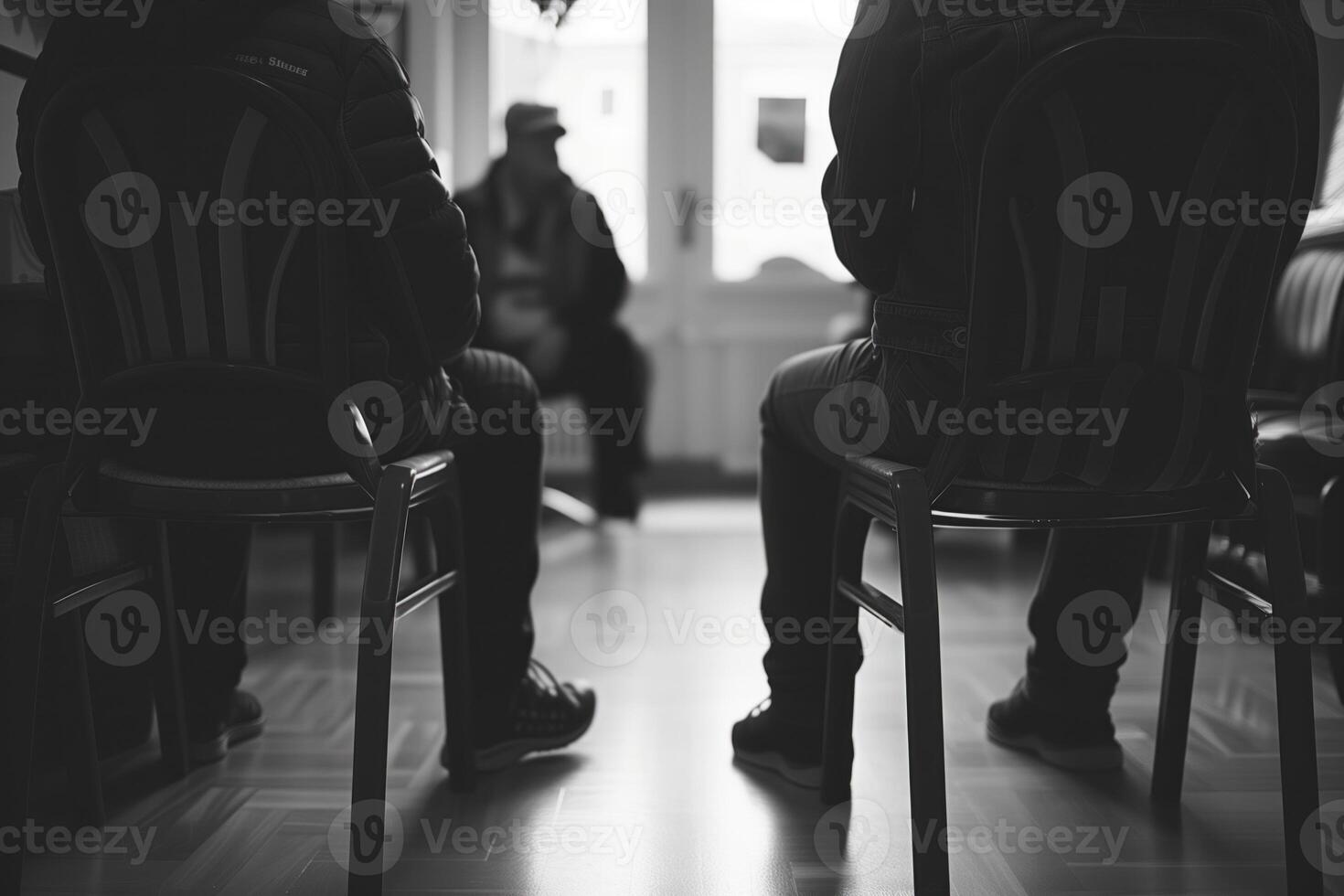 AI generated People sitting in chairs with therapists, in the style of loose gestures photo