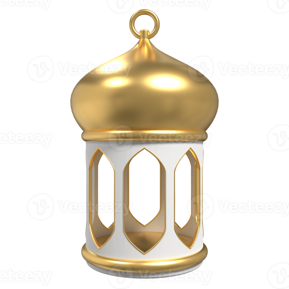 dourado lanterna. árabe lâmpada. 3d lanterna. decoração para Ramadã kareem, eid mubarak, islâmico Novo ano. 3d Renderização ilustração png