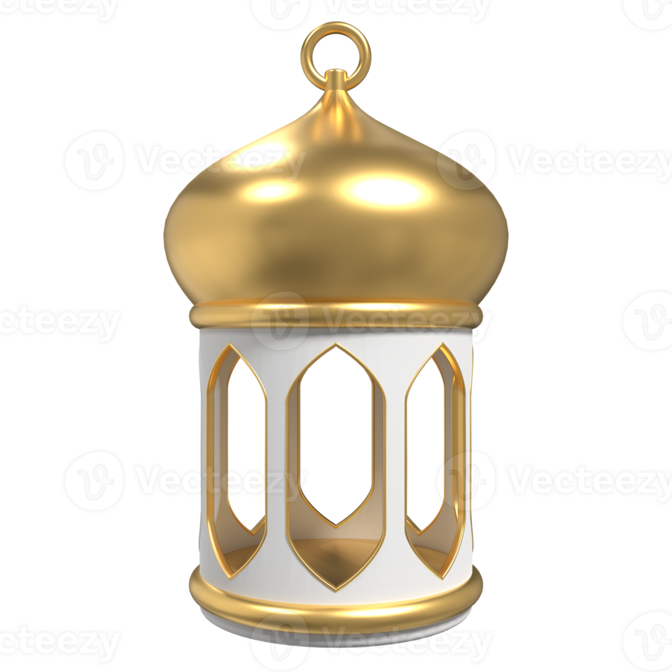 Golden lantern. Arabic lamp. 3D lantern. Decoration for ramadan kareem, eid mubarak, islamic new year. 3D rendering illustration png