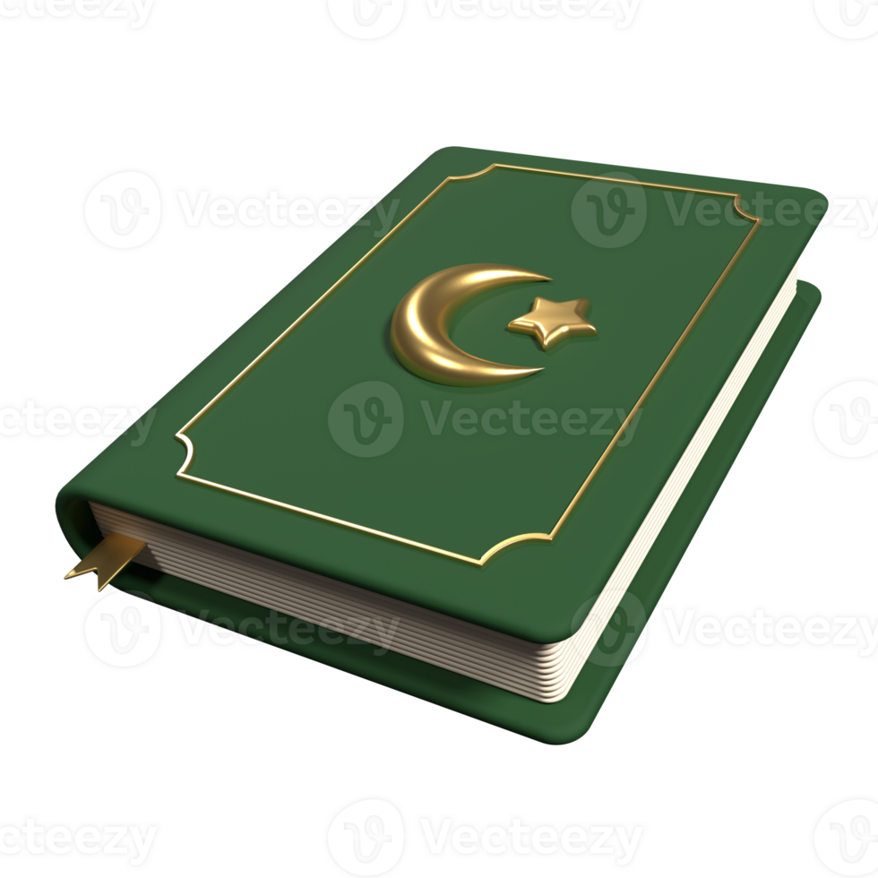 islamico santo Corano libro icona. santo Corano Ramadan icona. 3d interpretazione santo Corano isolato. Corano 3d icona illustrazione png