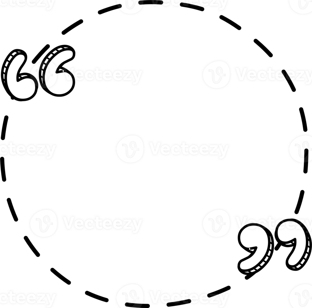 Black and white dashed line speech bubble balloon with quotation marks, icon sticker memo keyword planner text box banner, flat png transparent element design