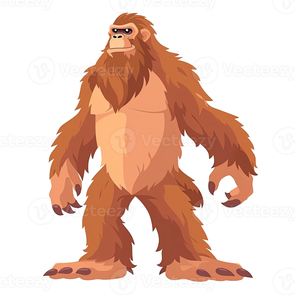 AI generated An illustration of a Bigfoot with brown fur standing upright png