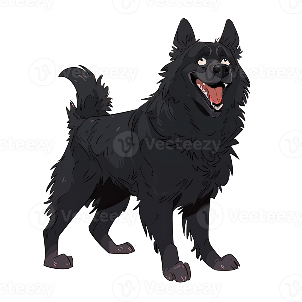 AI generated An illustration of a happy black dog png
