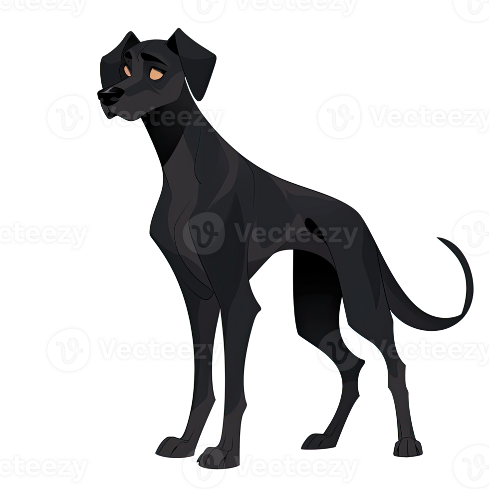 AI generated An illustration of a black dog with orange eyes png