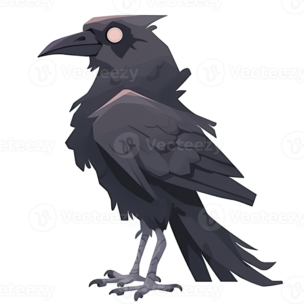 AI generated An illustration of a black bird viewed from the side, mythic creature png