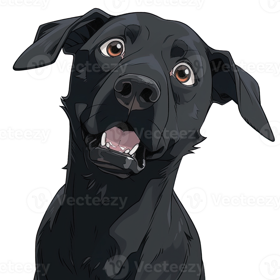 AI generated An illustration of a cute black dog in close-up png