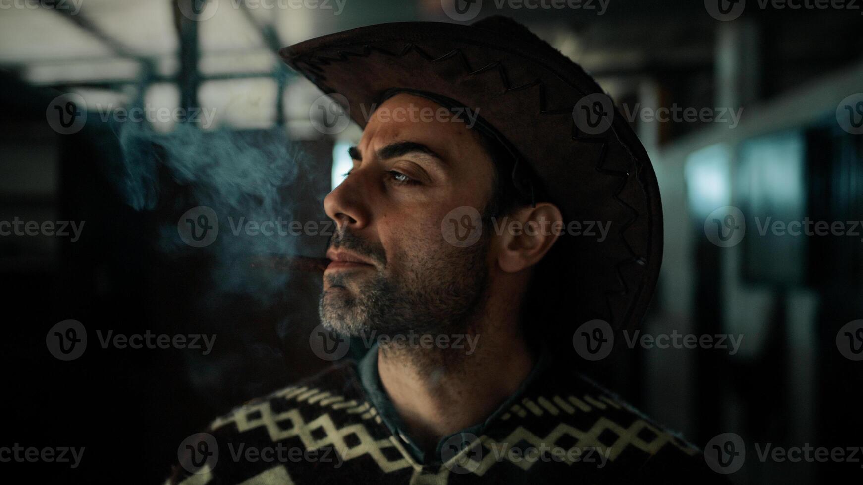 Cowboy smoke a cigar photo