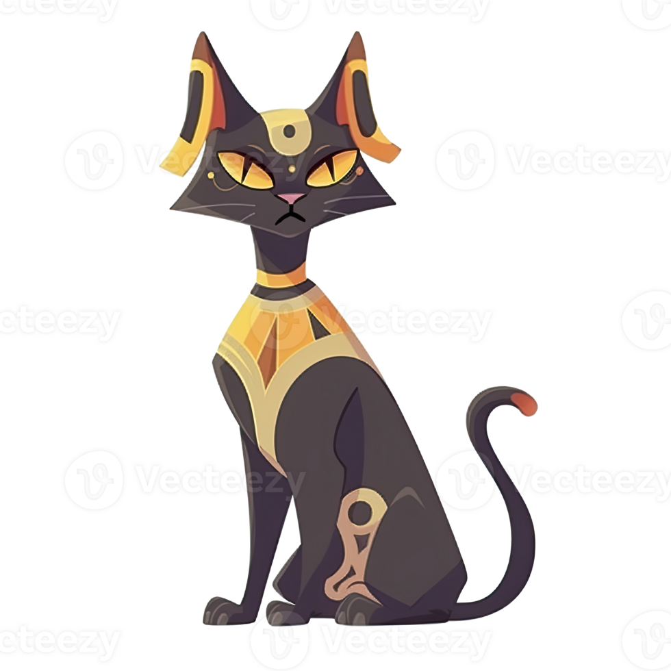 AI generated An illustration of Bastet the cat sitting png