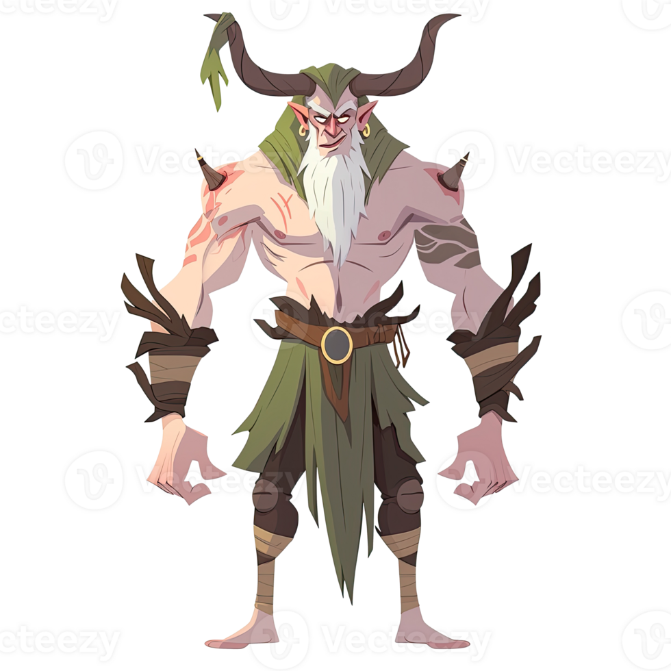AI generated Illustration of a horned man with a long white beard png