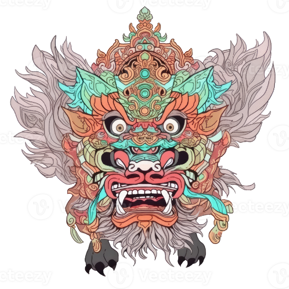 AI generated An illustration of a barong face with four eyes png
