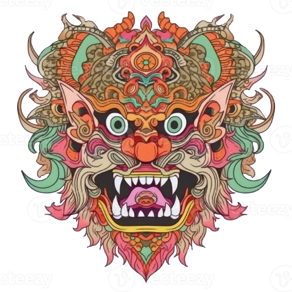 AI generated An illustration of a frightening Barong face png