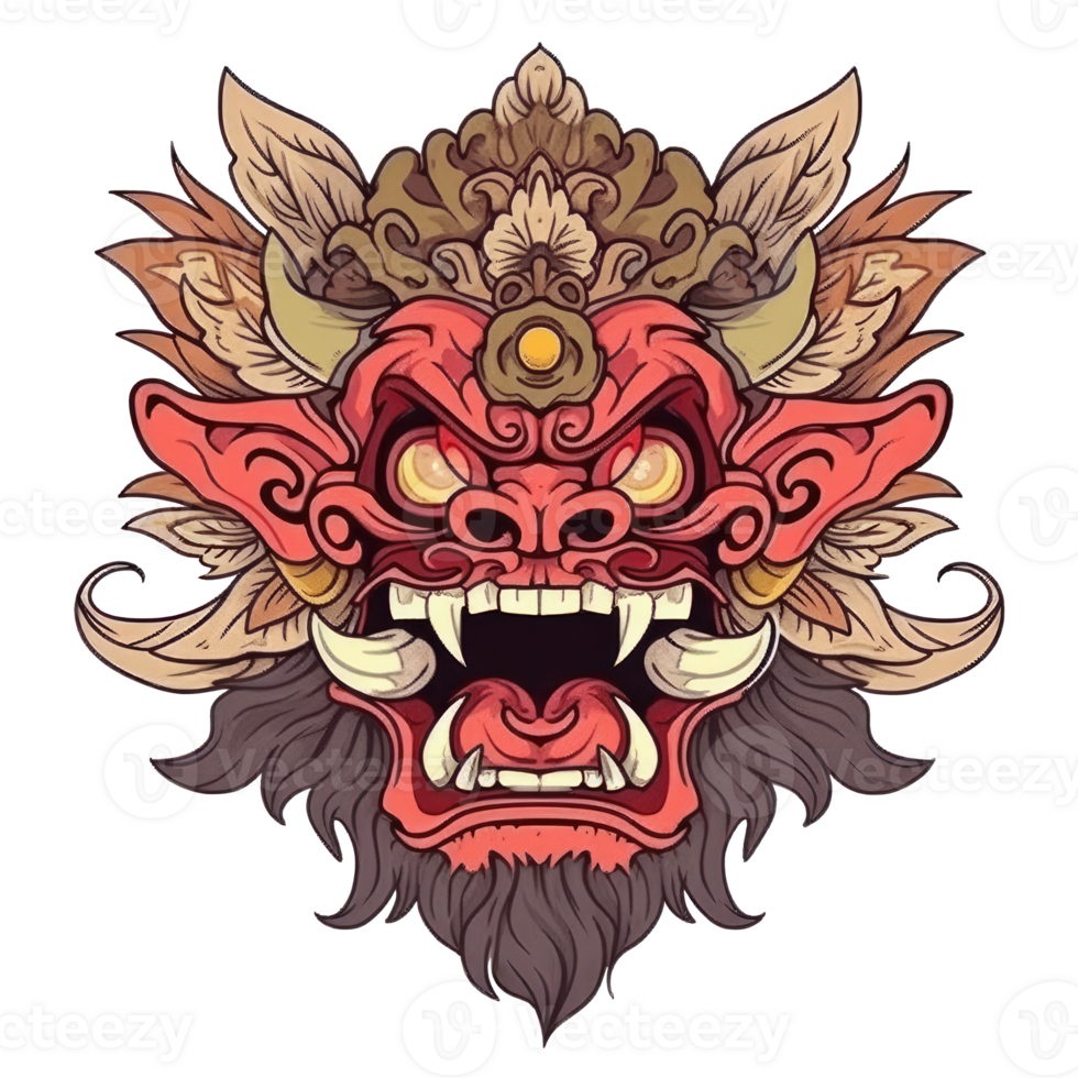 AI generated An illustration of a Barong with a red face and brownish fur png