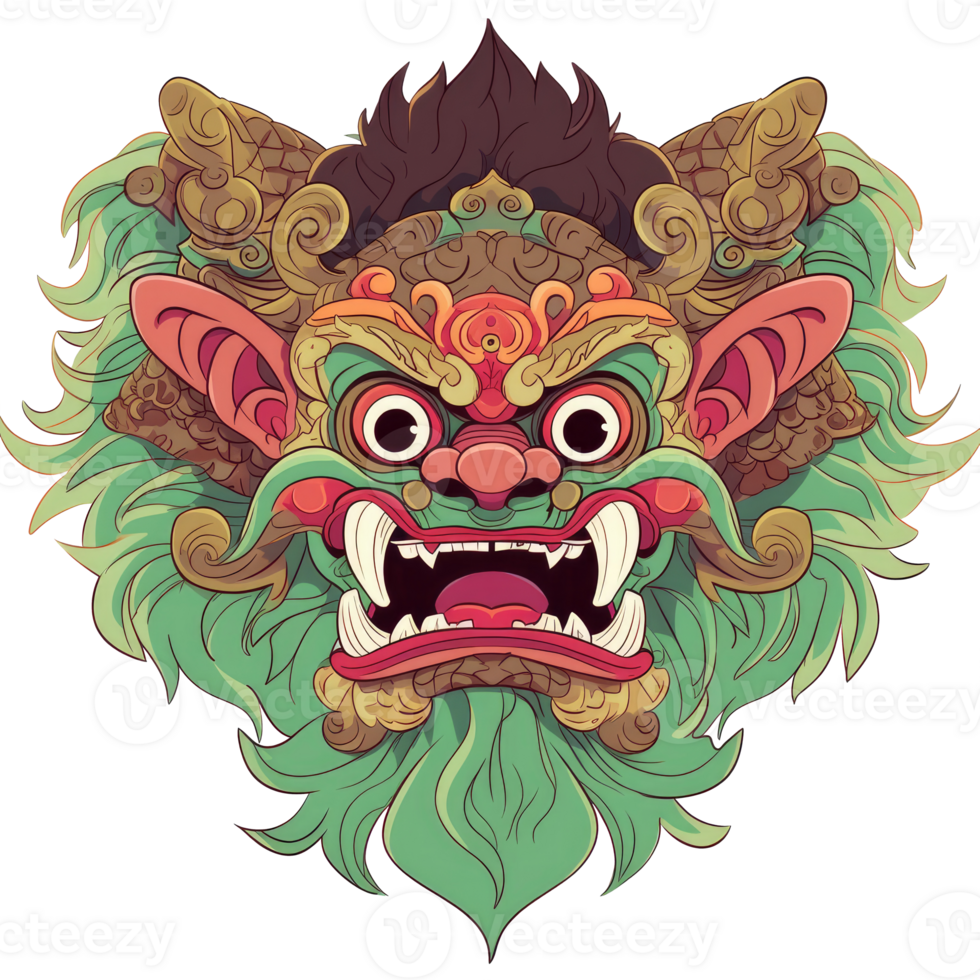 AI generated An illustration of a Barong with greenish fur png