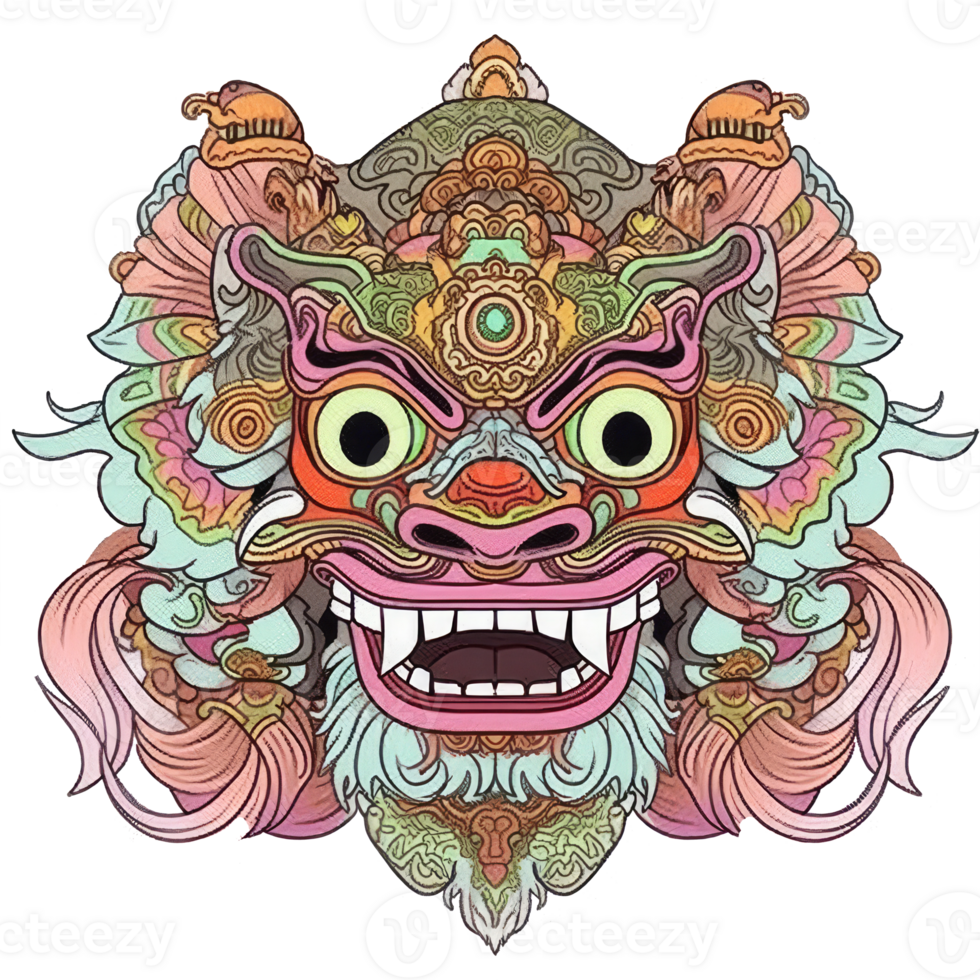 ai gegenereerd een illustratie van een barong met roze-mint vacht png