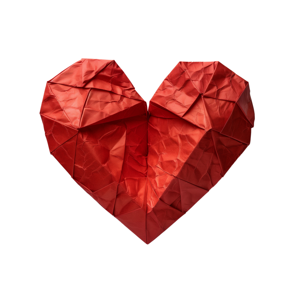 AI generated Red heart paper Isolated on transparent background png
