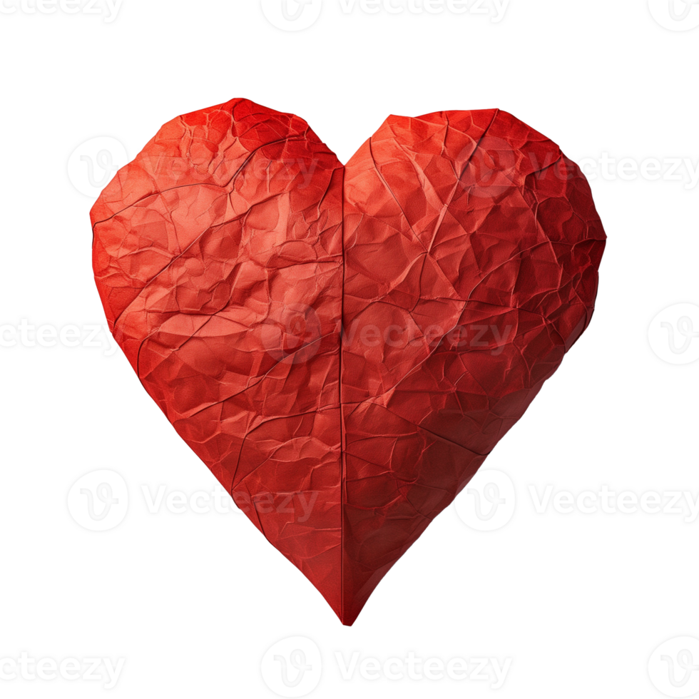 AI generated Red heart paper Isolated on transparent background png
