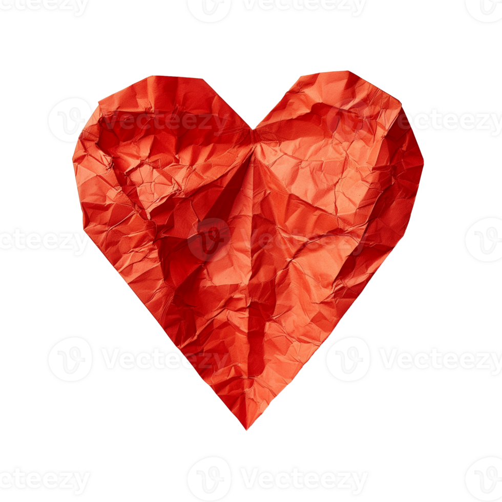 AI generated Red heart paper Isolated on transparent background png