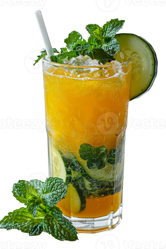 AI generated Refreshing Summer Cucumber and Carrot Juice With Fresh Mint and Cucumber Slices Created With Generative AI Technology png