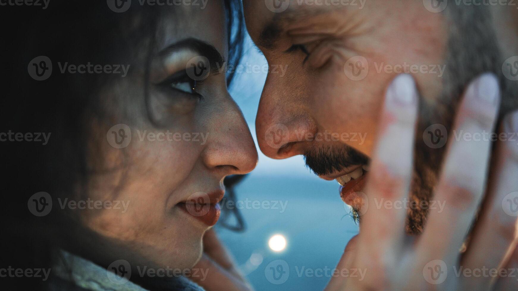 Lovely Couple At Evening. Close up photo