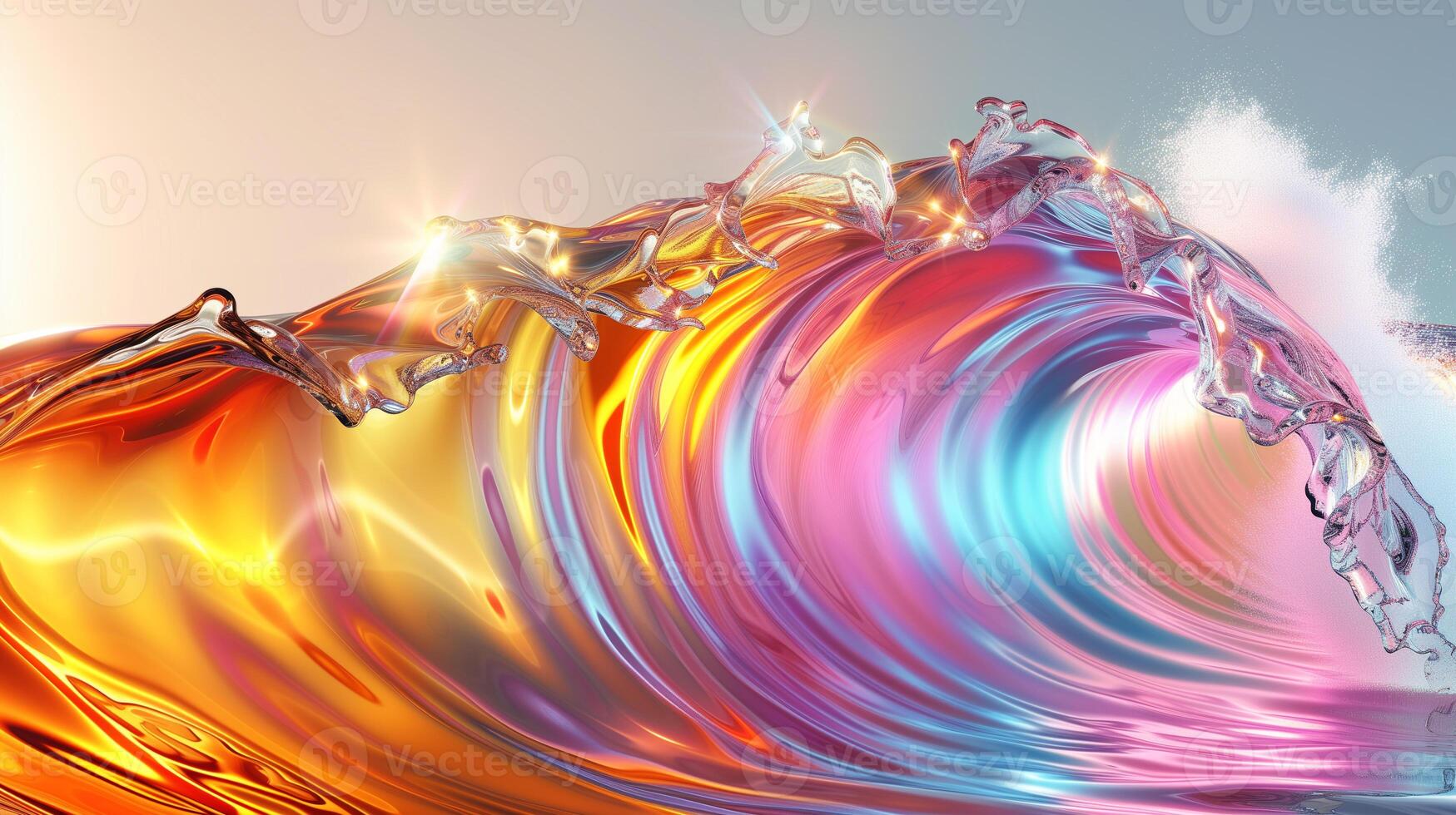 AI generated shiny crystal wave 3d colorful fluid, AI Generative photo