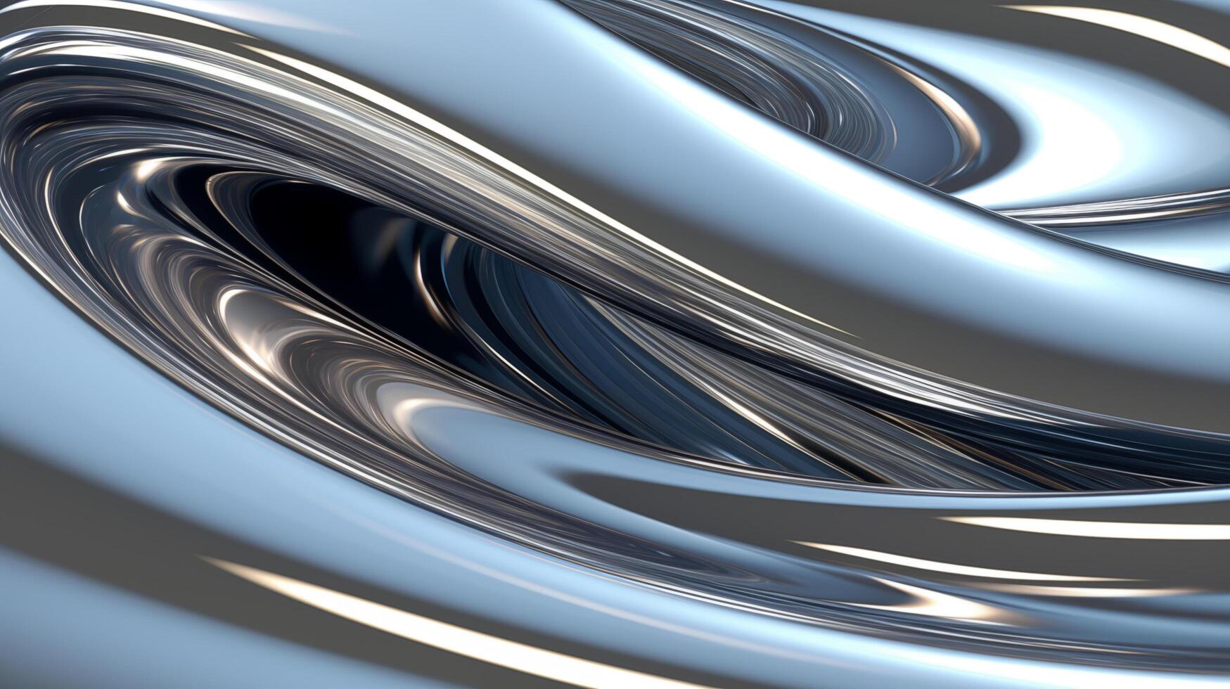 AI generated abstract shiny silver chrome waves photo