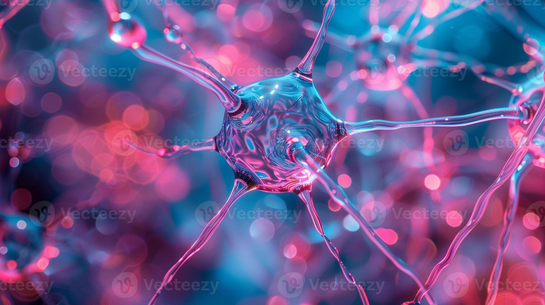 AI generated Abstract background with neuron cells, nervous system, microbiology concept photo