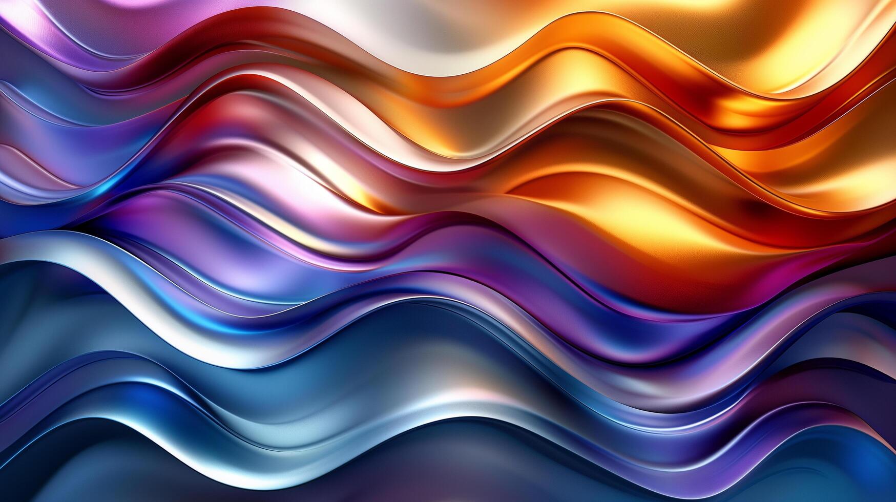 AI generated colorful liquid chrome waves abstract background, glossy finish wallpaper photo