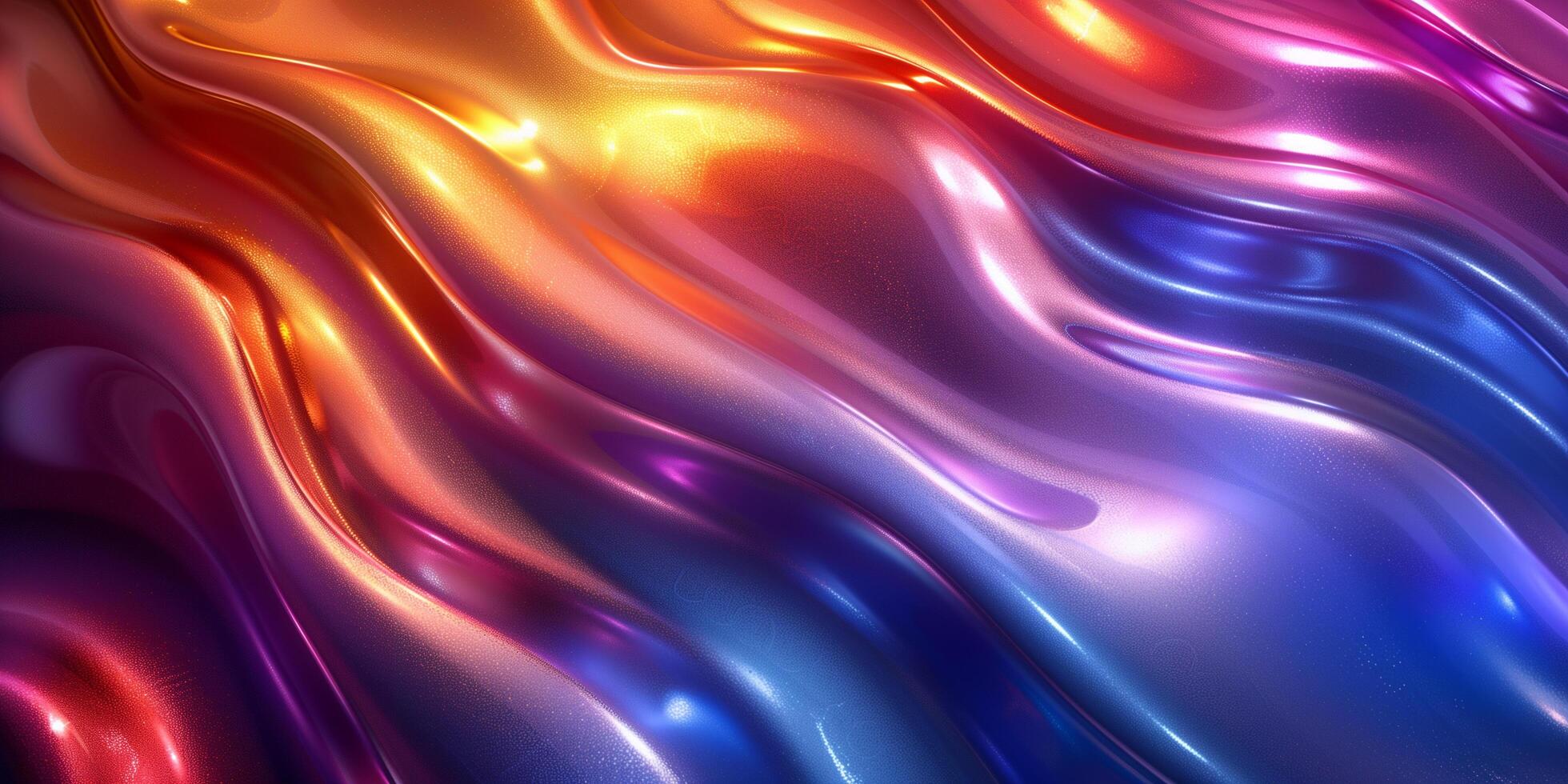 AI generated colorful liquid chrome waves abstract background, glossy finish wallpaper photo
