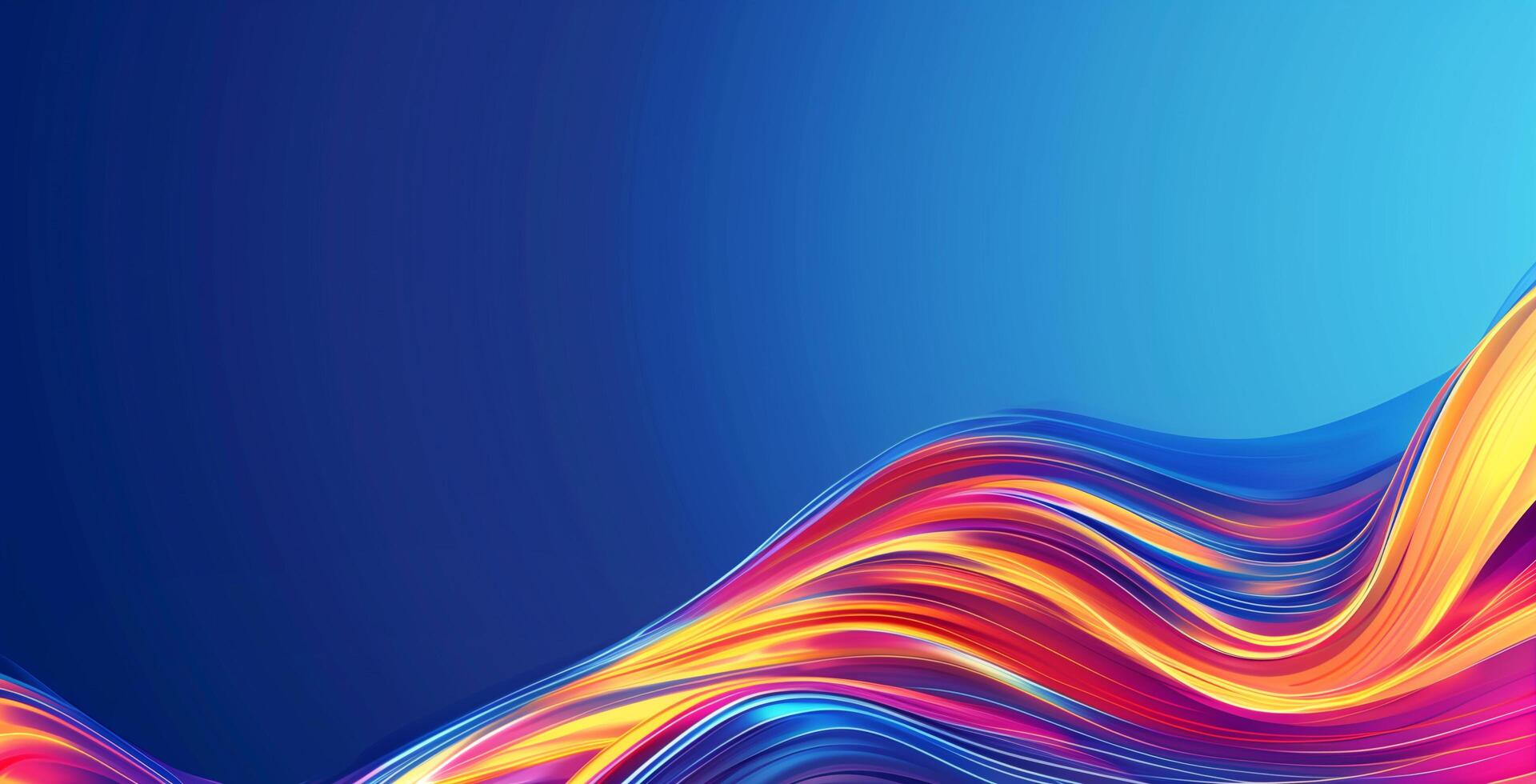 AI generated colorful waves on blue background photo